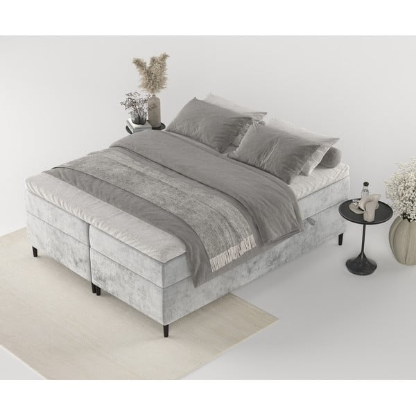 Sivi boxspring krevet s prostorom za pohranu 180x200 cm Araya – Maison de Rêve-image-1