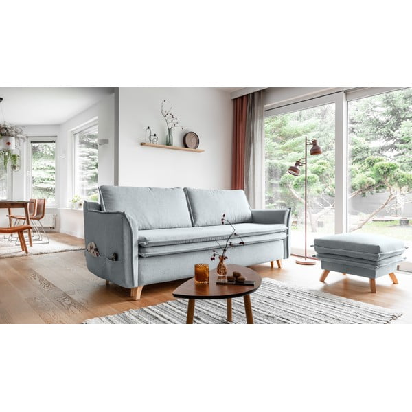 Svijetlo siva sklopiva sofa 225 cm Charming Charlie – Miuform-image-3