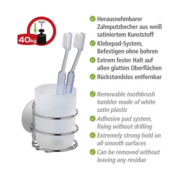 Sivi samoljepljiv set pribora za kupaonicu od nehrđajućeg čelika Turbo-Loc – Wenko-image-4