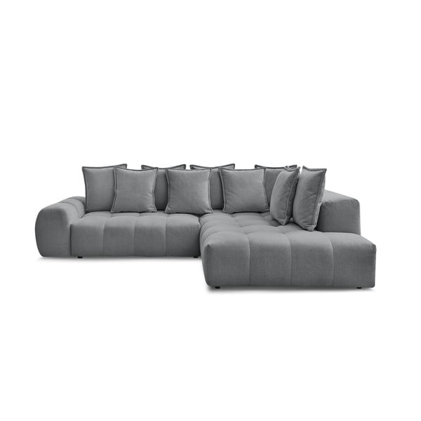 Tamno siva sklopiva/s prostorom za odlaganje kutna garnitura od šenila (s desnim kutom/u obliku slova L) Everest – Bobochic Paris