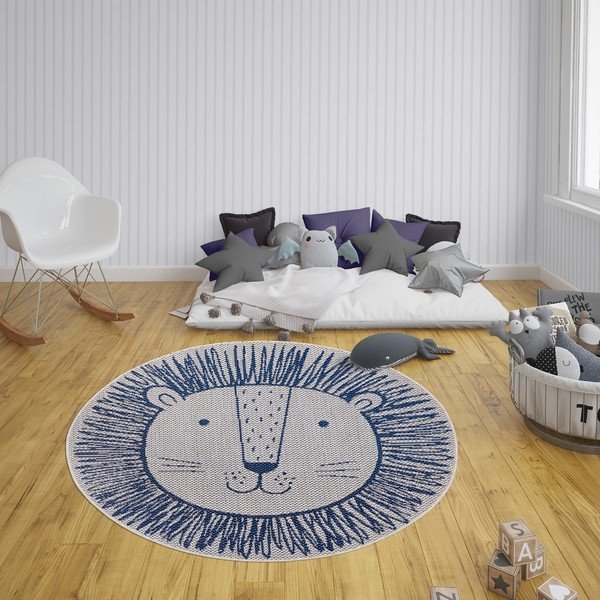 Plavi dječji tepih Ragami Lion, Ø 120 cm-image-1