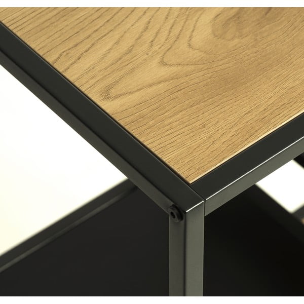 Crna/u prirodnoj boji biblioteka u dekoru hrasta 80x146x35 cm Altino – Unique Furniture-image-3