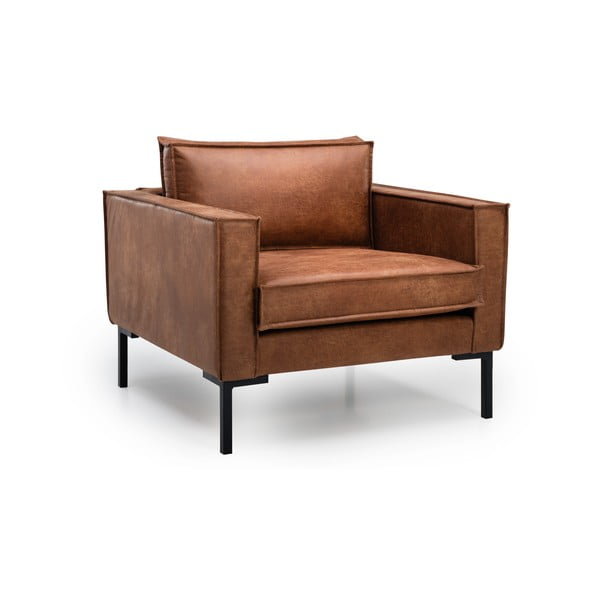 Smeđa fotelja od imitacije kože Cognac Scandic Rate