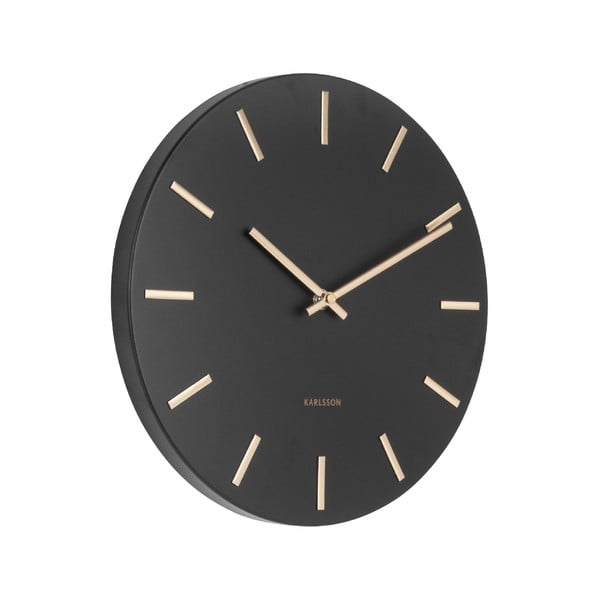 Crni zidni sat s kazaljkama u zlatnoj boji Karlsson Charm, ø 30 cm-image-1