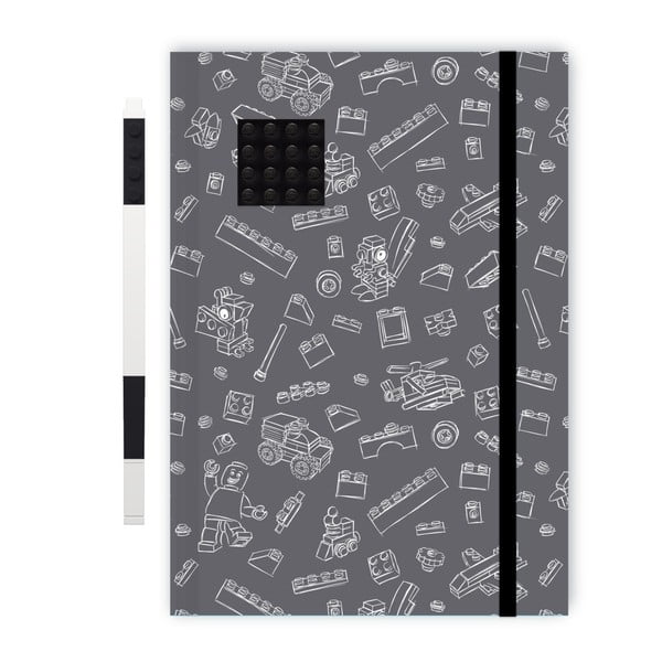 A5 crno-bijela bilježnica s crnom LEGO® olovkom, 96 stranica-image-1