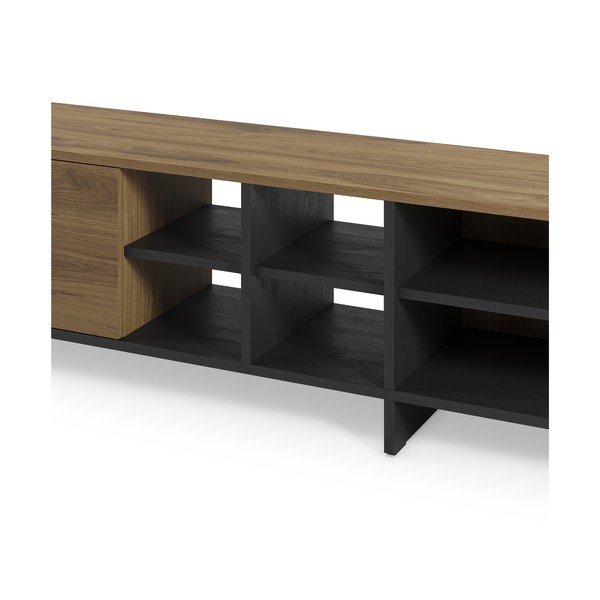 Crna/u prirodnoj boji TV komoda u dekoru hrasta 230x44x36 cm Cequoia – Marckeric-image-4