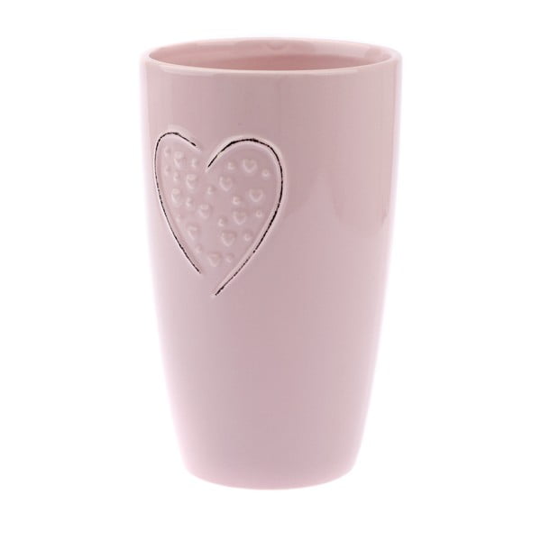 Ružičasta keramička vaza Dakls Hearts Dots, visina 22 cm
