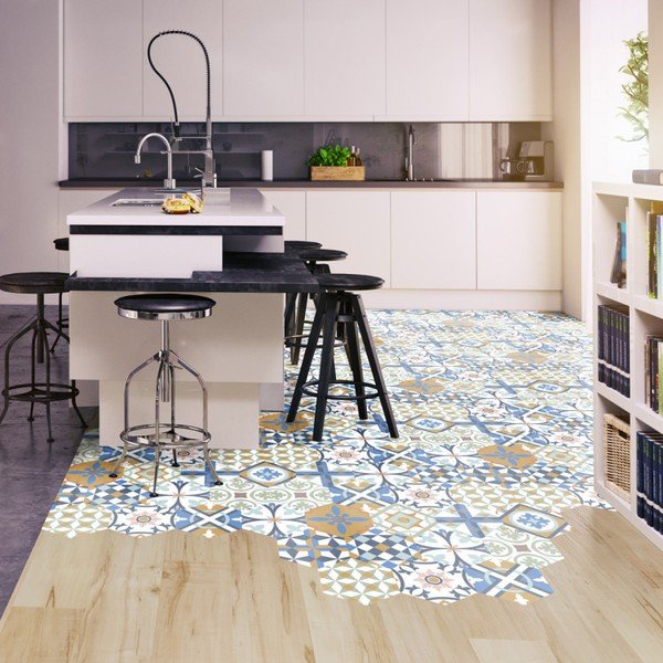 Set od 10 podnih samoljepljivih naljepnica Ambiance Hexagons Rosamar, 20 x 18 cm-image-3