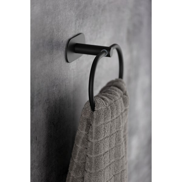 Mat crni zidni držač za ručnike od nehrđajućeg čelika Wenko Orea Ring Turbo-Loc®-image-1