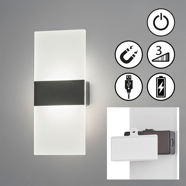 Bijela/u mat srebrnoj boji LED zidna lampa Magnetics – Fischer & Honsel-image-1
