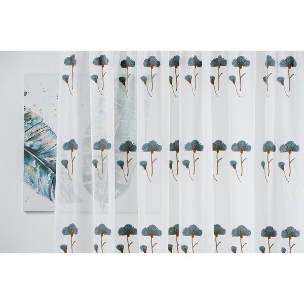 Bijela/plava prozirna zavjesa 140x260 cm Elba – Mendola Fabrics-image-1