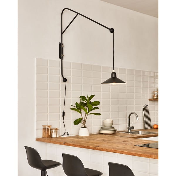 Crna zidna lampa ø 30 cm Eleazar – Kave Home-image-1