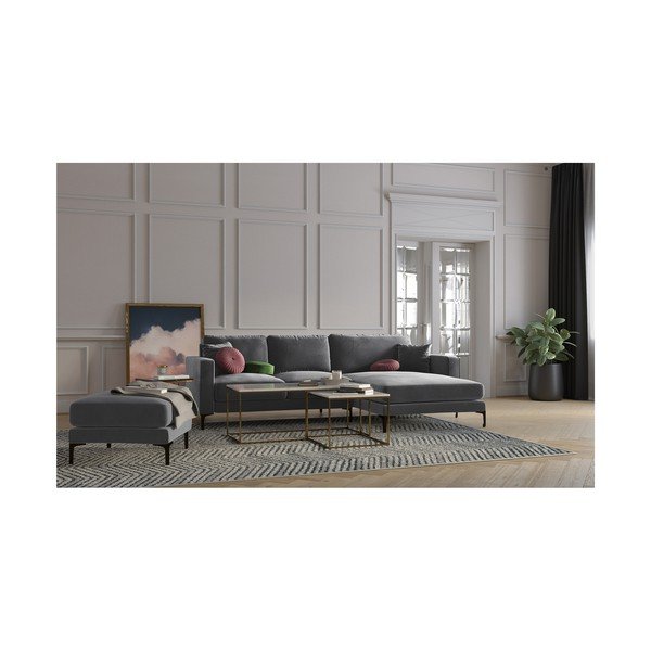 Sivi baršunasti podnožnik Kooko Home Harmony-image-3