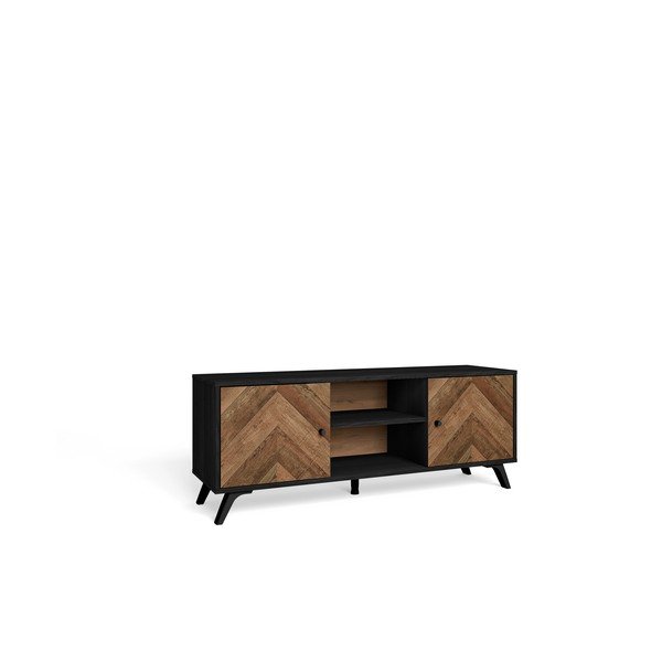 Crna TV komoda u dekoru oraha 136x53 cm Chevrons - Marckeric-image-3