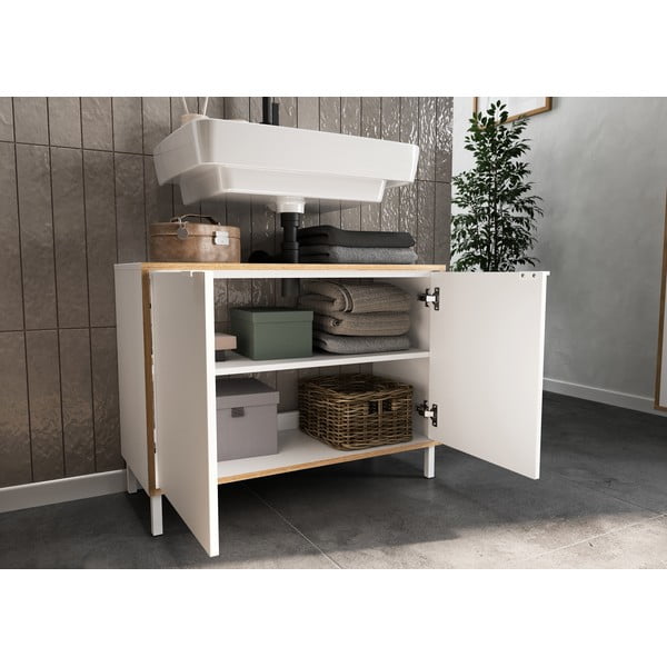 Bijeli visok ormarić za ispod umivaonika 80x60 cm Topeka – Germania-image-4