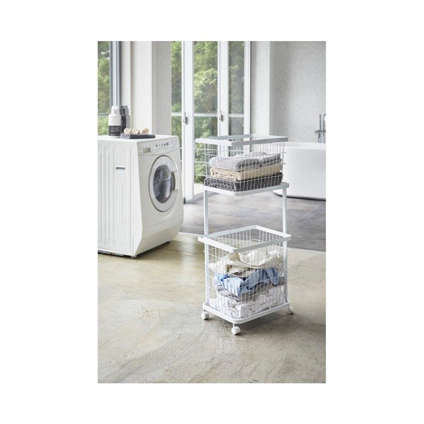 Bijele mobilne police za košare za rublje Yamazaki Tower Laundry-image-1