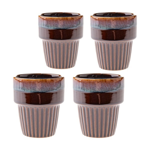 Smeđe šalice u setu 4 kom za espresso od kamenine 100 ml Tone – Dakls