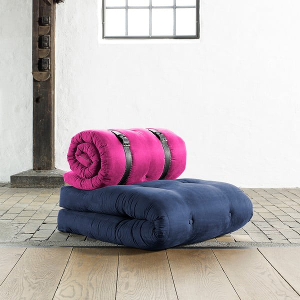Fotelja/madrac na kopčanje, 70 cm, tamno plava/ružičasta