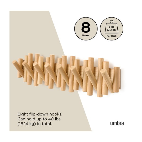 Zidna vješalica od masivnog bora u prirodnoj boji 61 cm Picket – Umbra-image-4