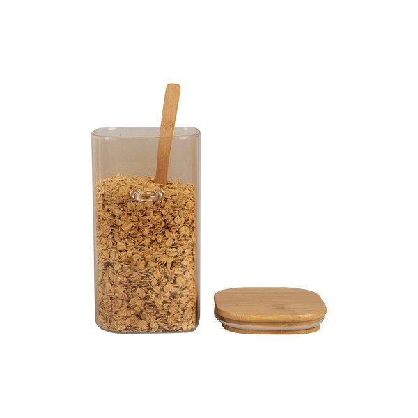 Smeđa staklena posuda s drvenim poklopcem i žlicom PT LIVING Canister, visina 19 cm-image-2