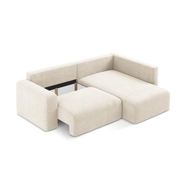 Krem sklopiva/s prostorom za odlaganje kutna garnitura od šenila (s desnim kutom/u obliku slova L) Kona – Makamii-image-4