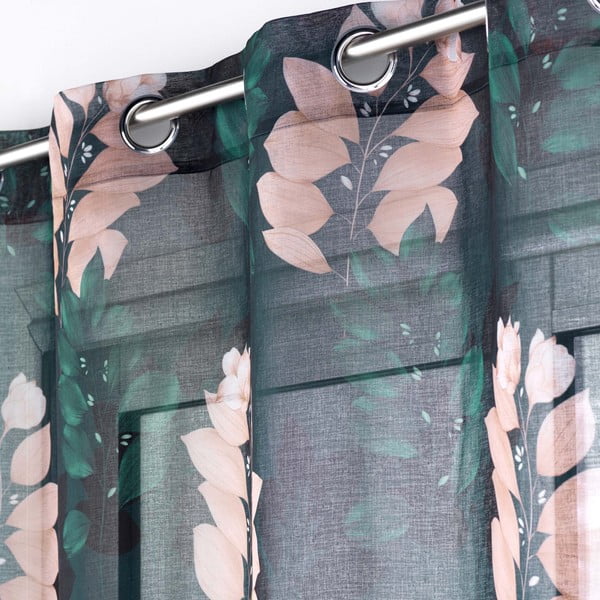 Tamno zelena prozirna zavjesa 140x280 cm Belline – douceur d'intérieur-image-1