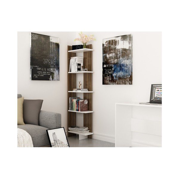 Polica za knjige u dekoru orah s bijelim detaljima Als Walnut White-image-1