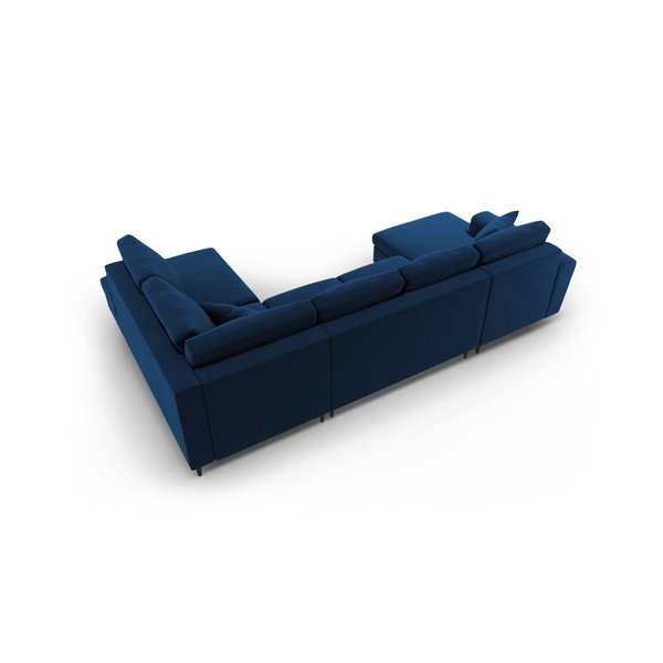 Plava baršunasti sklopiva/s prostorom za odlaganje kutna garnitura (s desnim kutom/u obliku slova "U") Kyoto – Cosmopolitan Design-image-4