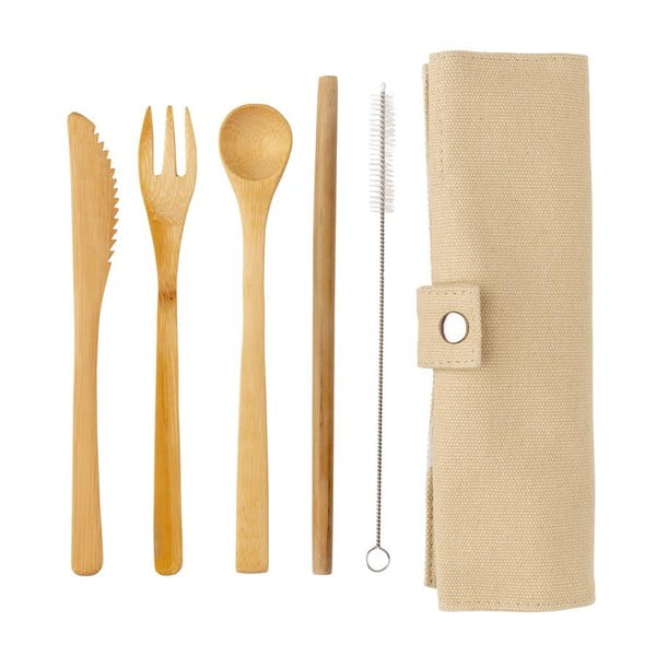 Putni set bambus pribor za jelo sa slamkom, četkom za čišćenje i torbom XD kolekcija-image-4