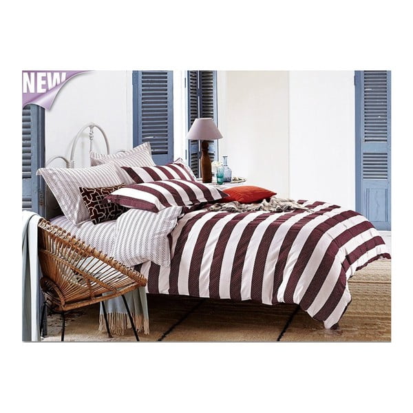 Crvena/bijela pamučna posteljina za krevet za jednu osobu 135x200 cm Christian – AmeliaHome-image-1