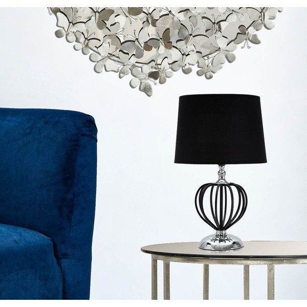 Crna/u srebrnoj boji stolna lampa s tekstilnim sjenilom (visina 44,5 cm) Darky – Mauro Ferretti-image-1
