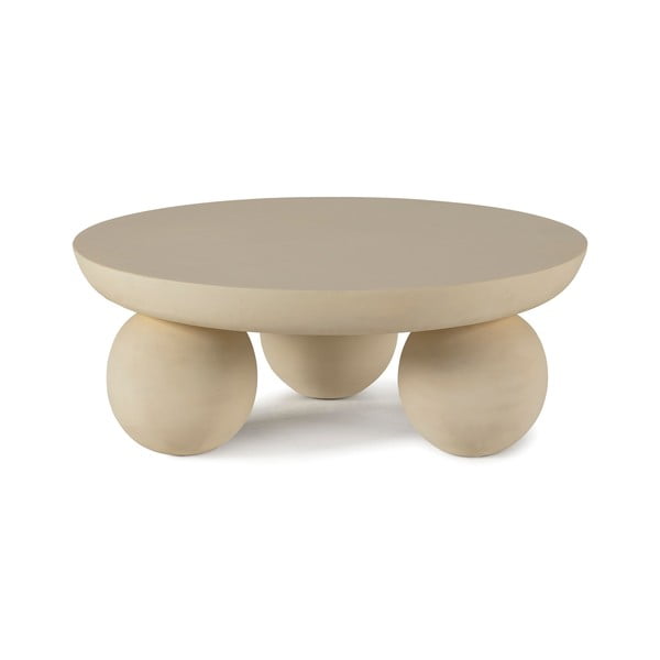 Bež okrugao stolić za kavu od masivnog manga ø 90 cm Ailen – MOME