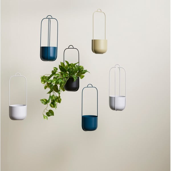 Plave metalne viseće posude za cvijeće u setu od 2 kom ø 16 cm Lotus - Hübsch-image-1