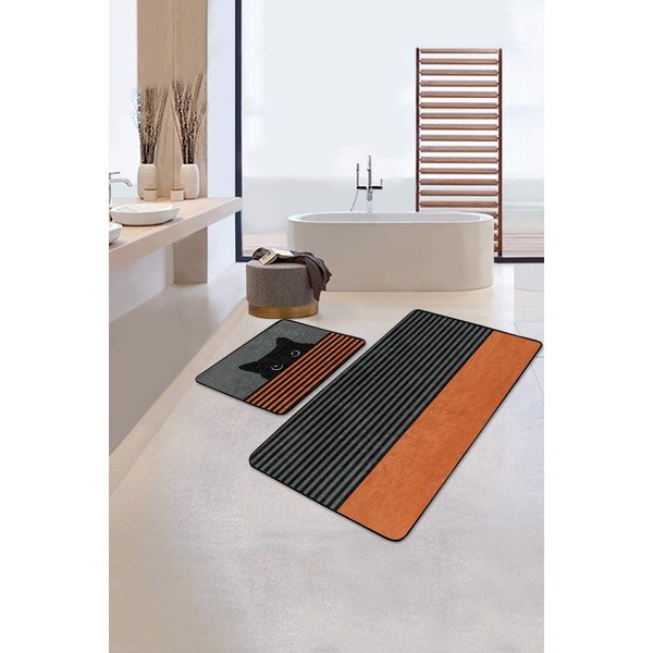 Crno-narančaste kupaonske prostirke u setu od 2 kom 60x100 cm - Mila Home-image-1