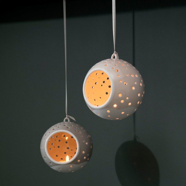 Bijeli božićni viseći svijećnjak od koštanog porculana Kähler Design Nobili, ⌀ 12 cm-image-2