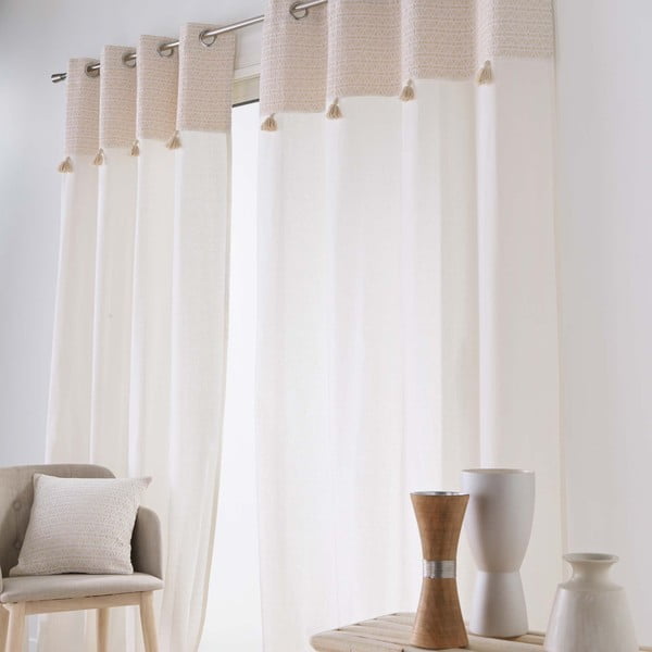 Bijela/bež zavjesa od mješavine pamuka 140x240 cm Milano – douceur d'intérieur-image-1