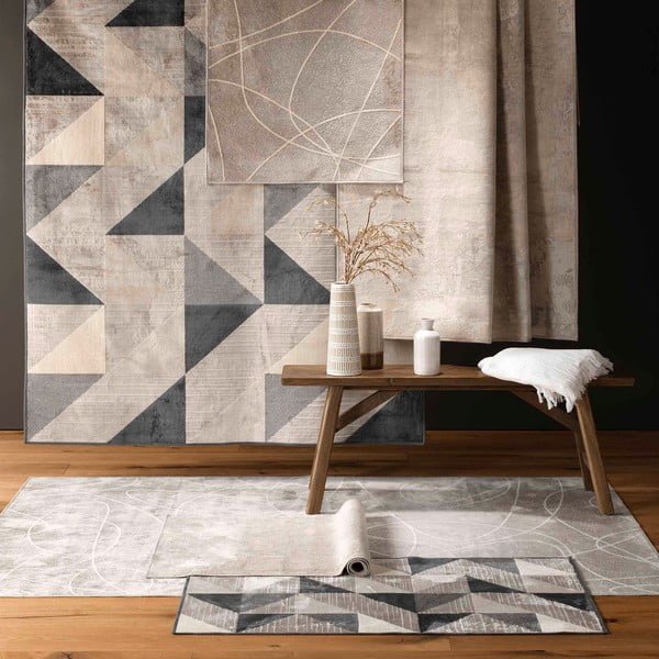Sivi/bež tepih od mješavine pamuka 68x110 cm Graphic – douceur d'intérieur-image-1