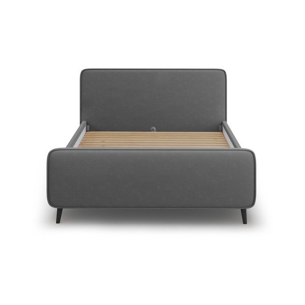 Tamno sivi tapecirani bračni krevet s podnicom 140x200 cm Kaia - Micadoni Home-image-2
