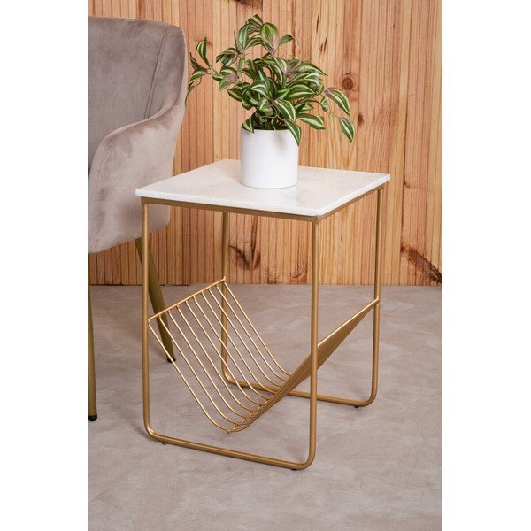 Pomoćni stol s mramornom pločom 40x40 cm Mandoli – Premier Housewares-image-2