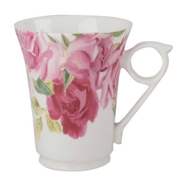 Ružičasto-bijela keramička šalica s cvjetnim motivom Creative Tops, 300 ml