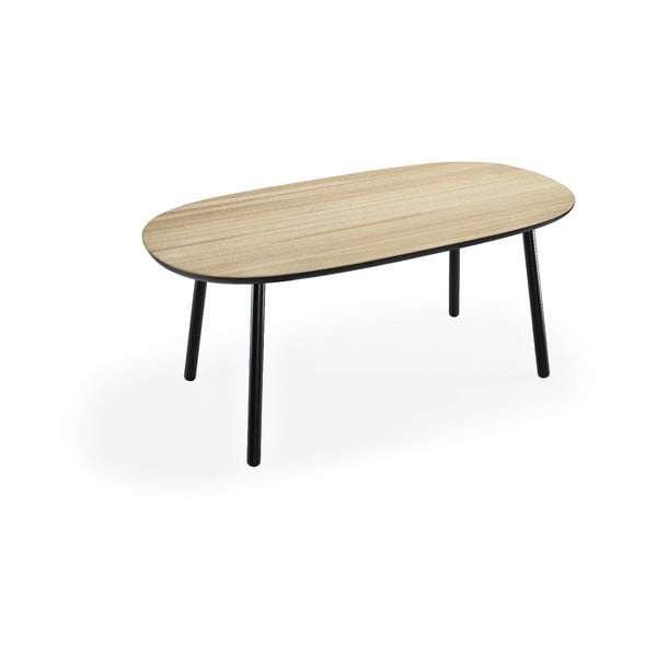 Blagovaonski stol od jasenovog drveta s crnim nogama EMKO Naive, 180 x 90 cm