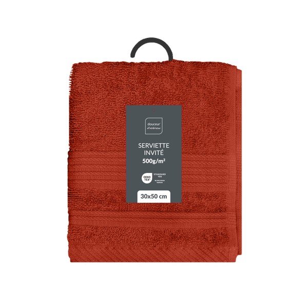 Ciglasti pamučan ručnik od frotira 30x50 cm Tendresse – douceur d'intérieur-image-4