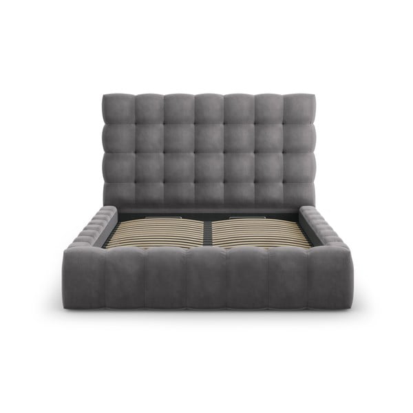 Sivi tapecirani bračni krevet s prostorom za pohranu s podnicom 160x200 cm Bali – Cosmopolitan Design-image-2