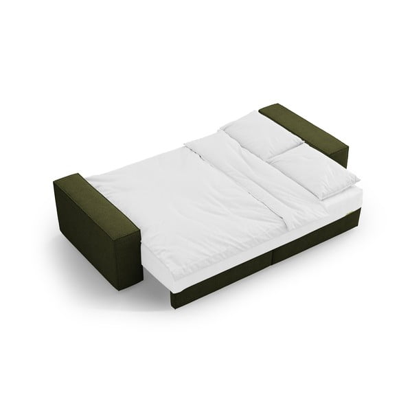 Tamno zelena sklopiva sofa od bouclé tkanine 247 cm Jodie – Micadoni Home-image-4