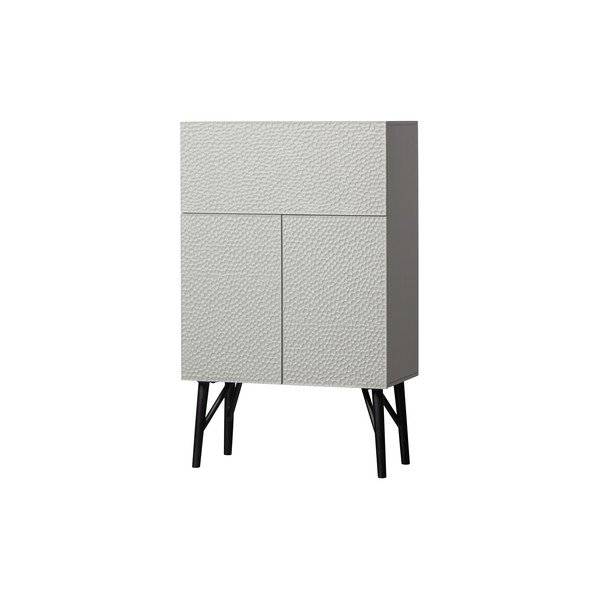 Svijetlo siva vitrina za vino od masivnog manga 90x146x46 cm Carved – WOOOD-image-1