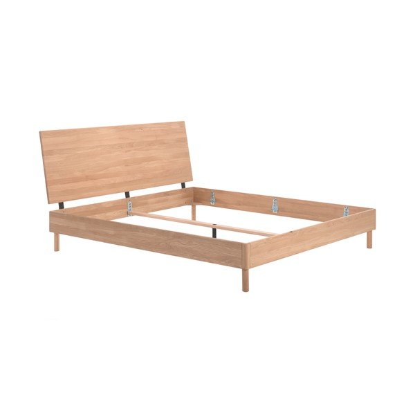 Bračni krevet od punog hrasta bez podnice 180x200 cm u prirodnoj boji Forrest – Vipack-image-2