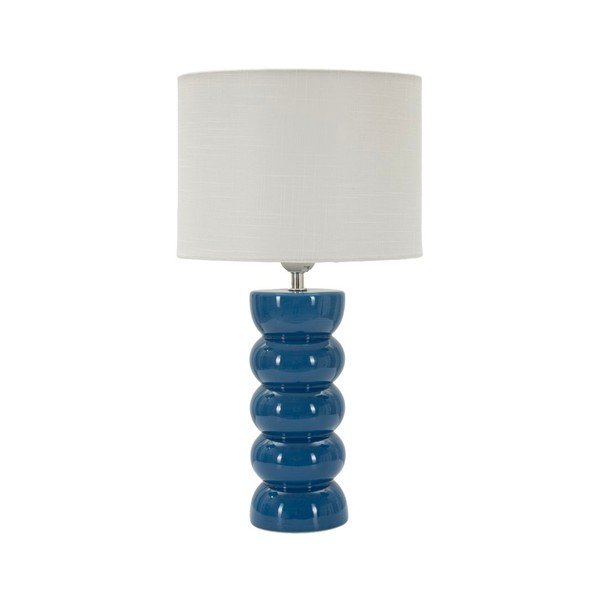 Bijela/plava stolna lampa keramička s tekstilnim sjenilom (visina 46 cm) Torr – Mauro Ferretti