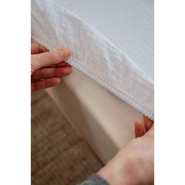 Bijela dječja plahta s gumom za dječji krevetić od muslina 60x120 cm Burumcuk – Mijolnir-image-3
