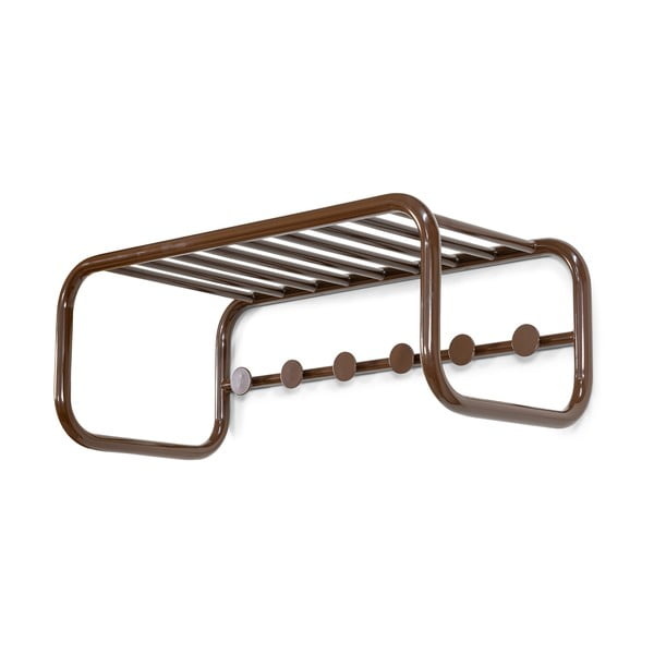 Tamno smeđa metalna zidna vješalica s policom 72 cm Retro – Spinder Design-image-2