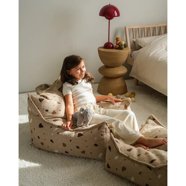 Svjetlo smeđa vreća za bebe od bouclé tkanine/od šenila Terrazzo Square – Wigiwama-image-2